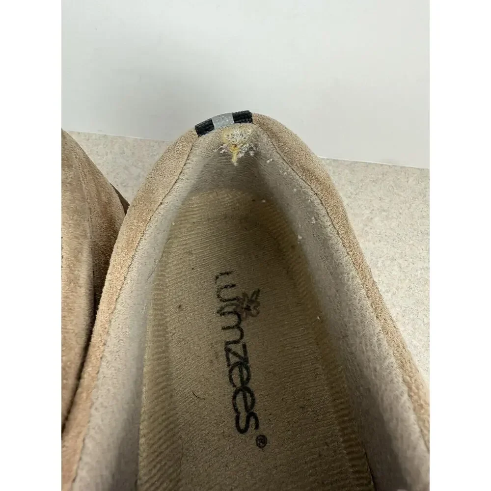 Women’s Wimzees Tan Shoes Lace Up Sued Leather Flat Comfort Size 6‎